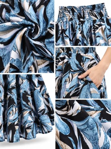 Image of Women's Printed Viscose Crepe Flared Palazzo Pants with Pockets | Elastic Waist | Full Length | Casual | Free Size