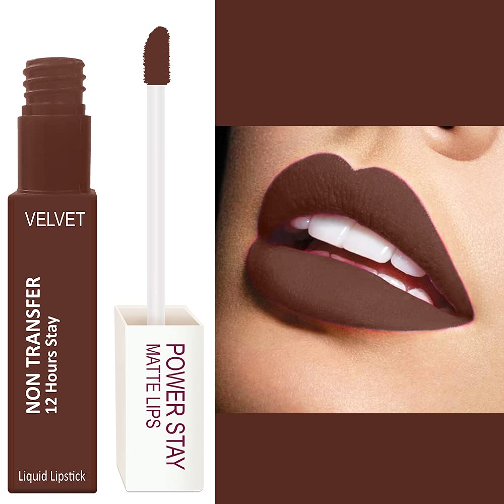 FORFOR® Power Stay Long Last Matte Lipstick - Waterproof (12 hrs stay) (Cocoa Brown)