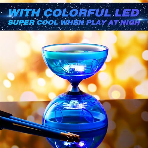 chinese yoyo diabolo set includes colorful led diabolo toy light up with 2 pieces sticks 1 piece string 1 net bag for funblue