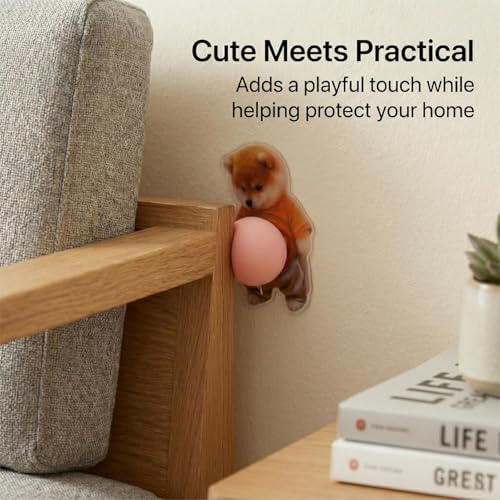 Image of KIMEE 3D Cute Dog Door Stopper Wall Protector, Self Adhesive Silicone Bumper, No Noise Anti Collision Door Stop, Wall Guard Sticker, Reusable Soft Cushion Door Stopper for Home Office sidawhope