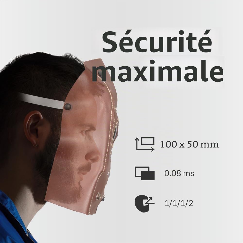 GYS, Masque de Soudage Pliable en Cuir, Teinte 11, Champ de Vision 92x36mm, pour MMA, TIG, MIG/MAG, Inclus 2 Verres Transparents