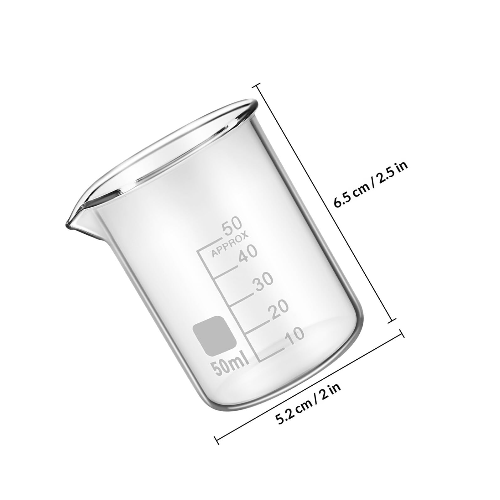 Alasum Vasos Medidores de Transparentes para Uso Científico Diseño Simple y Elegante Set de 20 Capacidad 50 Ml, Medición Precisa y Fácil de Limpiar para