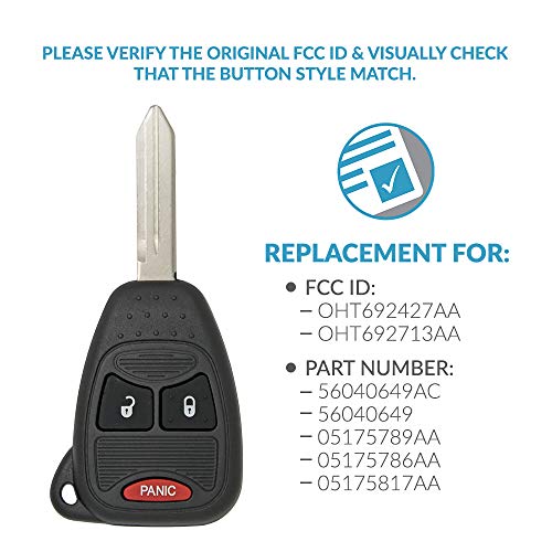 Keyless2Go Replacement For Keyless Entry Remote Car Key Vehicles That Use 3 Button Oht692427Aa - 2 Pack #TOP3