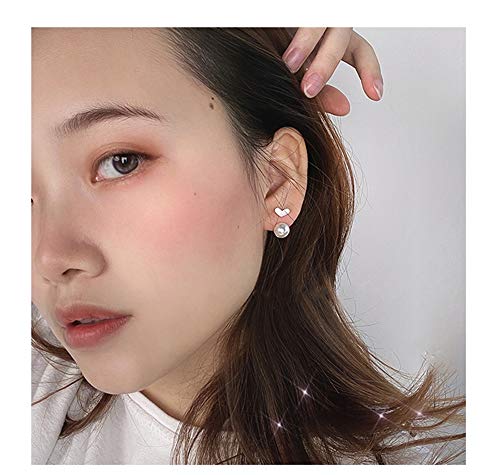 Love Heart Half Huggie Hoop Ear Jacket Cuff Stud Earrings for Women Girls 925 Sterling Silver Fashion Cartilage Faux Pearl Drop Dangling Curved Studs Nickel Free Wedding Brithday Christmas Gifts2