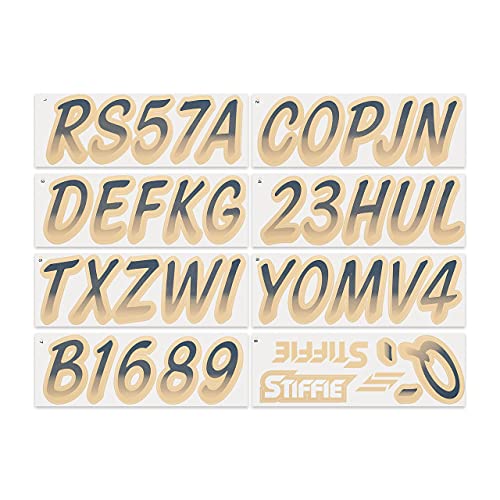 Image of STIFFIE Whipline Navy /Tan 3 inch Boat & PWC Registration Decals • Numbers Letters Stickers