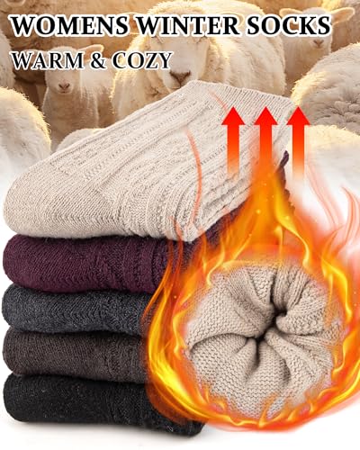 Image of Loritta Wool Socks for Women, Winter Warm Hiking Boot Socks Gifts