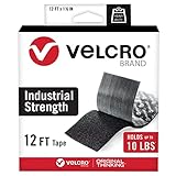 VELCRO Brand Heavy Duty Tape | 12 Foot Roll | Strong Sticky Back Adhesive Holds up to 10 lbs | Industrial Strength Fasteners for Indoor or Outdoor Use | 1-1/2in Width, Black (VEL-30836-USA)