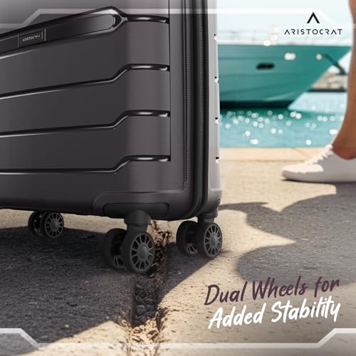Image of Aristocrat Liberty 8-Wheel Cabin Size Hard Case Trolley Bag, Saddle Brown