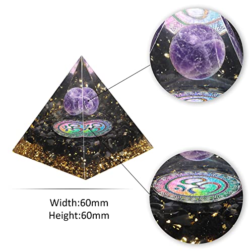 Pyramide de pierres précieuses en obsidienne avec boule améthyste KYEYGWO - 4