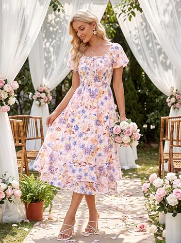 Image of GRACE KARIN Womens Summer Floral Maxi Dress 2026 Flowy Wedding Guest Dress A Line Boho Dresses Fashion Clothing with Pockets