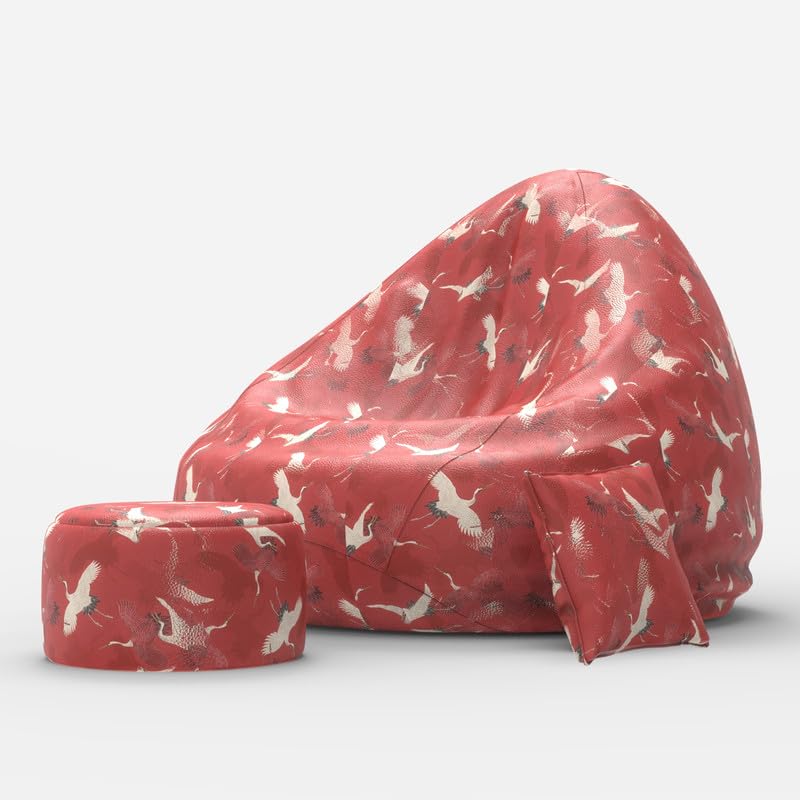 Image of Biggie Bean Bag 6XL with Beans Filled- Full Printed Bean Sofa with Cushion and Footrest - Official : Oreeka Home Bean Bag - Comfort Level : Advanced - (Theme : Artisanal Adventures)