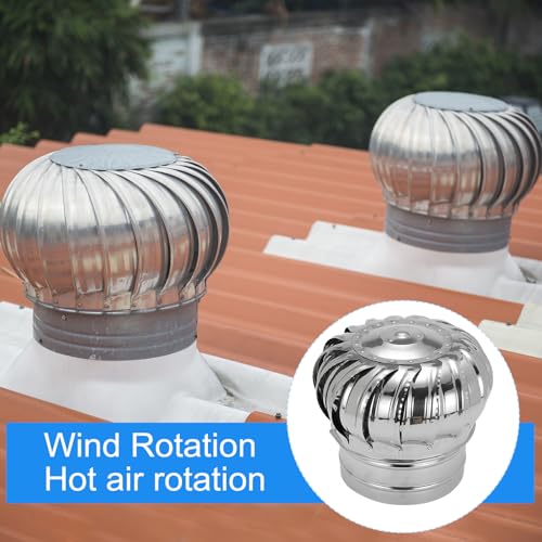 PATIKIL 7.9 Inch Exhaust Cap Roof Flue Vent Stainless Steel Roof Vent Wind Turbine Cap Cover Round Rotation Flue Vent for Outside Chimney Cover Flue Caps by PATIKIL - Used condition - Image 5