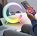 Feknnedm Smart LED Table Lamp, 4-in-1 Wireless Charger, Music Rhythm Ambient Night Light, Alarm Clock, and Bluetooth Speaker with App Control, G-Shaped Lamp for Bedroom, Office and Home Decor (White)
