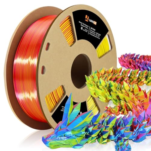 Image of LOVOON 3D Tri-Colors PLA Printer Filament 1.75mm, Silk PLA Red Yellow Blue, 3D Printing Filament + /-0.02mm, Most 3D Printer and 3D Pen Compatible, 1kg(2.2lbs) /Spool