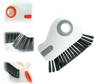 Premium 2-in-1 Groove and Grout Cleaner: Multifunctional Hard Bristle Brush with Scraper for Tracks