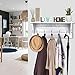 Rustic Coat Rack Wall Mounted,Wall Coat Hooks with 2 DIY Decorations Entryway Coat Racks Shelf 24'' with 5 Bronze Hooks Wooden Country Style(White)-Patent Pending