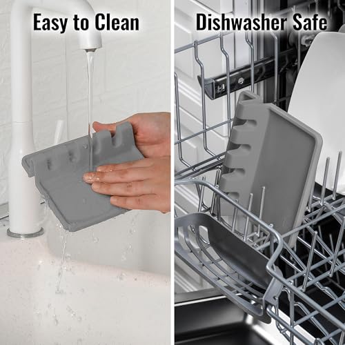 Image of Zulay Kitchen Extra Large Silicone Utensil Rest with Drip Pad for Multiple Utensils - BPA-Free Heat-Resistant Spoon Rest & Spoon Holder for Stove Top - Kitchen Utensil Holder for Spoon - Gray
