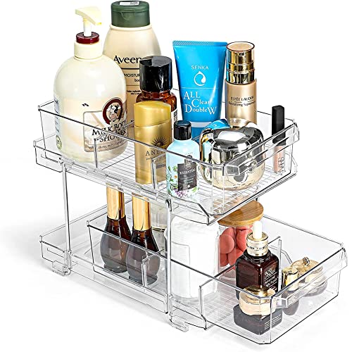 OnDisplay Organizador Acrílico de 2 Niveles para Cosméticos/Baño/Despensa/Refrigerador con Divisiones - Bandeja Organizadora para Encimera de Baño, Bajo Fregadero, Interior de Armario, Cocina miniatura 4
