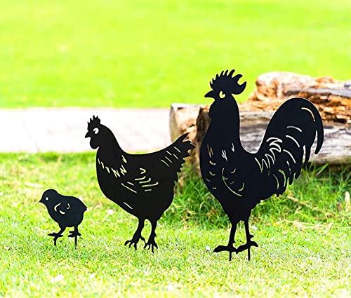 Deco Jardin Exterieur Metal, Poulet Yard Art Jardin Statues Métalliques Déco Décoration de Jardin pelouse Chemin Trottoir Jardin - Style rétro européen.