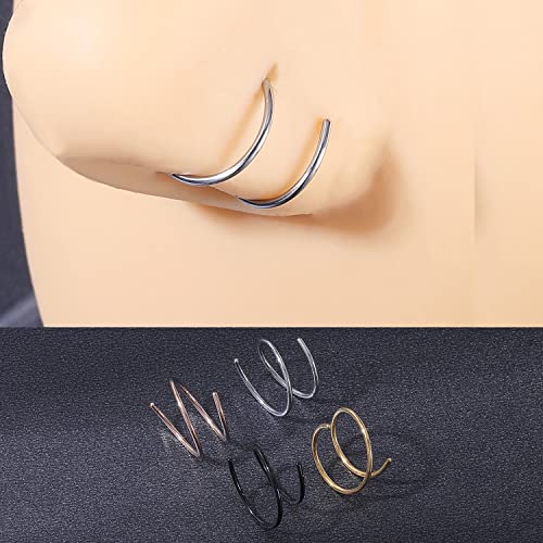 FECTAS Nose Rings Hoops Surgical Steel 18g 20g Gauge 6mm 8mm 10mm 12mm Earrings Piercing Hoops Jewelry for Men Women4
