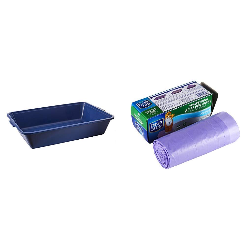 Combo Pack: Fresh Step Litter Box for Cats with Drawstring Scented Large Litter Box Liners, 7 Count