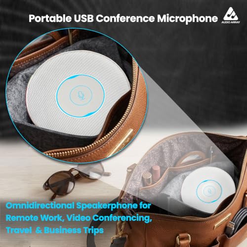 Image of Audio Array USB Plug & Play Conference Mic for Mac OS & Windows | Conference, Recording, Skype, Online Class with Range Upto 5M | One Touch Mute Button & Light Indicator (NOT A Speaker)| AM-C5 White