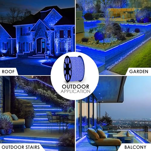 Image of Gesto 3 Meter Rope LED Strip Lights | 120 LED /Mtr Waterproof Outdoor Lights for Balcony, Home Decor, Cove Light for False Ceiling | Flexible, Cuttable Strip Light for Diwali Decoration - Blue