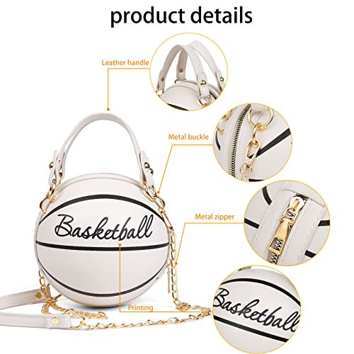 Women's Basketball Bag Basketball-Shaped Crossbody Bag Handbag Girl Mini One-Shoulder PU Leather Round Handbag…3