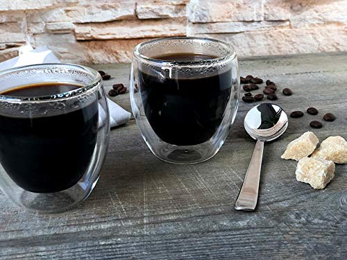Creano Vasos espresso de doble pared, 100 ml, tazas moka, vasos térmicos con efecto flotante Set 16: 6x 100ml 6 piezas… - Imagen 8