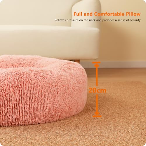HMTOPE Orthopädisches Hundebett rund Hundekissen Hundesofa Katzenbett Donut Kuscheliges Hundekorb Waschbar, 100 cm Ø, Rosa