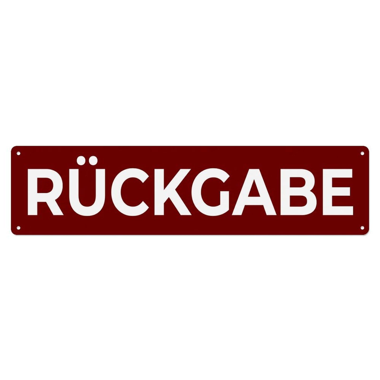 Rueckgabe Returns Exchange Counter Metal Tin Sign