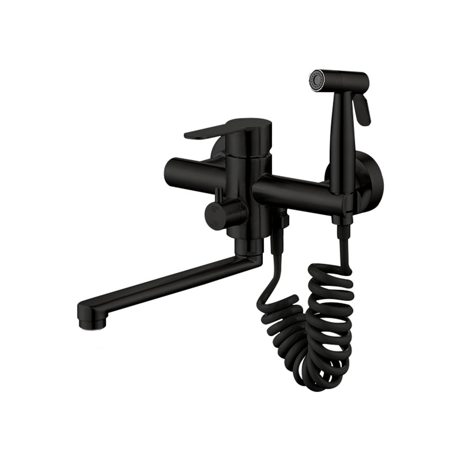 XJTNLB Grifos Cocina Fregadero Pared 23cm Grifo de Cocina Extraible Grifo Monomando Cocina Grifo Fregadero Pared,Negro