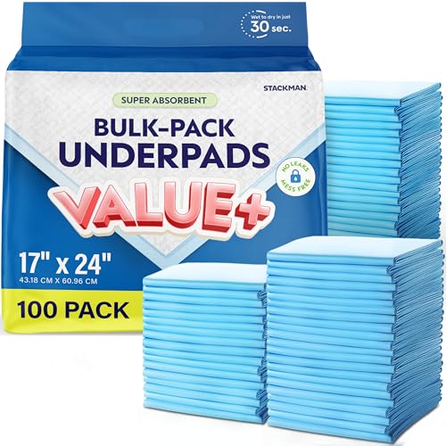 Image of Chucks Pads Disposable [100-Pack] Underpads 17"x 24" Toddler Mattress Pads Absorbent Fluff Protective Bed Pads, Pee Pads for Babies, Kids, Adults & Elderly | Puppy Pads Large for Training Leak Proof