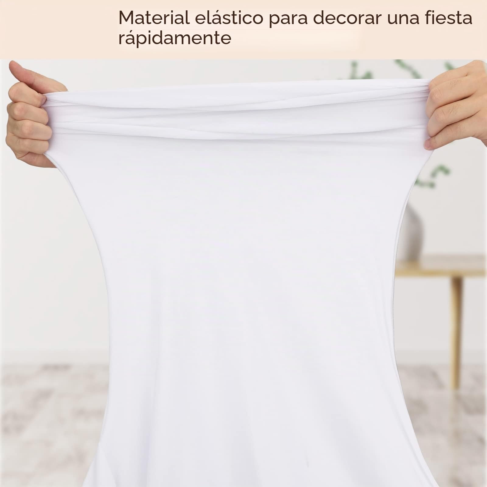 3 Piezas Fundas elásticas para Mesa de Bar - Mantel Redondo de Cóctel para Mesa Alta, Boda y Banquete - Extraíble, Lavable con Bolsillo Antideslizante, Ø60-85cm (Blanco)