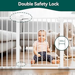 BABELIO-29-55-Inch-Extra-Wide-Baby-Gate-Metal-Auto-Close-Dog-Gate-Pressure-Mounted-Pet-Gate-for-Doorways-NO-Tools-Needed-NO-Drilling-with-Wall-Cups-White - Cucciolini Doodles   BABELIO-29-55-Inch-Extra-Wide-Baby-Gate-Metal-Auto-Close-Dog-Gate-Pressure-Mounted-Pet-Gate-for-Doorways-NO-Tools-Needed-NO-Drilling-with-Wall-Cups-White