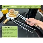 JETKONG 2 Pcs 14-Inch Food Tweezers Stainless Steel Tweezer Tongs Extra-Long Cooking Tweezers (Silver) - Image 3