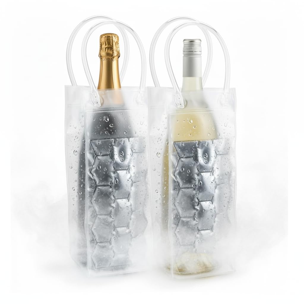 Lot De 2 Sacs Isothermes Bouteille Vin & Bière – Refroidisseur Instantané Gel Réutilisable – Garde Frais Des Heures !