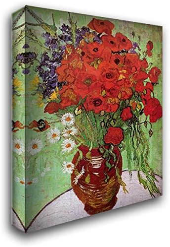 Red Poppies and Daisies 20x24 Gallery Wrapped Stretched Canvas Art by Vincent Van Gogh