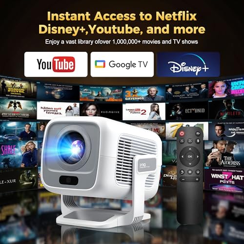 Image of Mini Projector with WiFi 6 and Bluetooth 5.4, Native 1080P Full HD, Auto Focus, Android 11 Smart Projector, Auto Keystone, Short Throw for Movies, Gaming and Home Theater