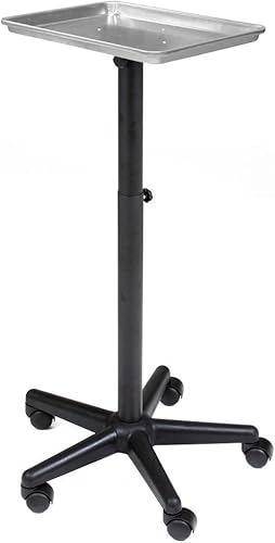 Miniatura 1 de Bandeja de servicio BAILEY Rolling Salon - Plata, perfecta para salón, barbería, spa, coloración del cabello, estudio de tatuajes para mantener tus