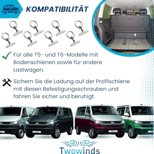 Twowinds Set Zurrösen zur Ladungssicherung, Sicheres Verzurren von Gepäck T5 T6 Multivan Transporter California 7e5883189a (Satz 8)