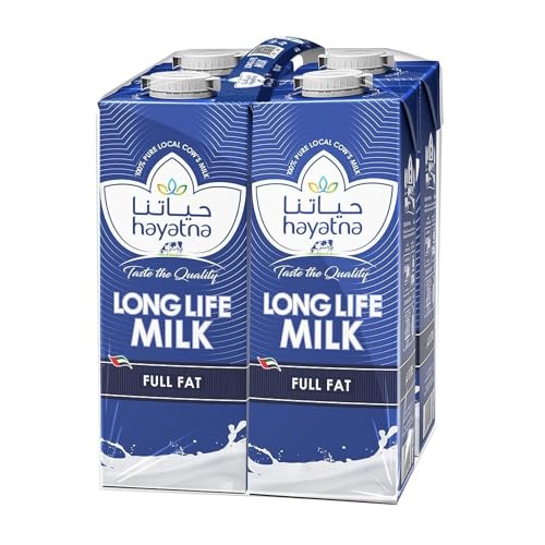 Hayatna Long Life UHT Full Fat Milk 1 Litre 4-Pack
