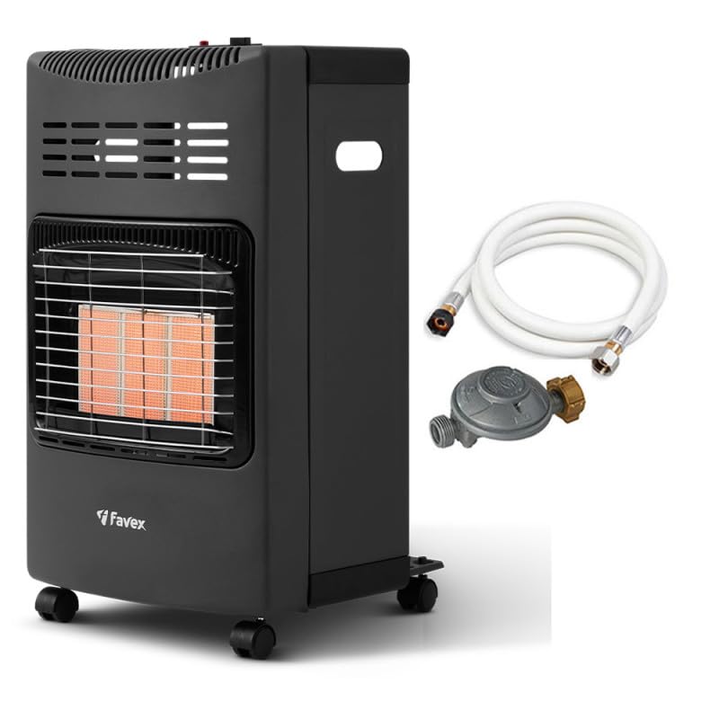 FAVEX - Chauffage d'appoint gaz Plio - Prêt à l'emploi livré avec Tuyau et détendeur - Intérieur - Brûleur Infrarouge - 3 Puissances de Chauffe - jusqu'à 40 m², Pliable