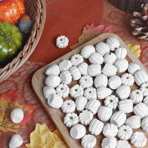 Image of winemana 80Pcs Mini Pumpkins for Crafts, Fall Decorations for Home, White | Resin, Small Fake Pumpkins for Decorating, Thanksgiving Table Centerpieces, Vase Bowls Basket Fillers, Autumn Office Decor