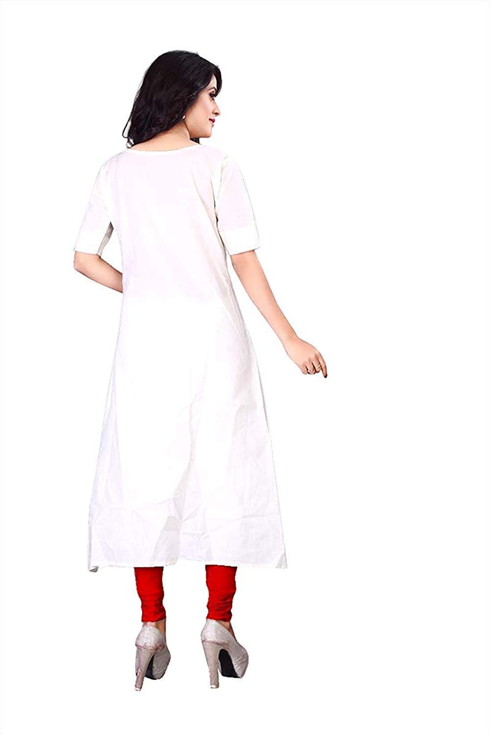 Leriya Fashion Women's Cotton Anarkali Kurta (X-Large, White)