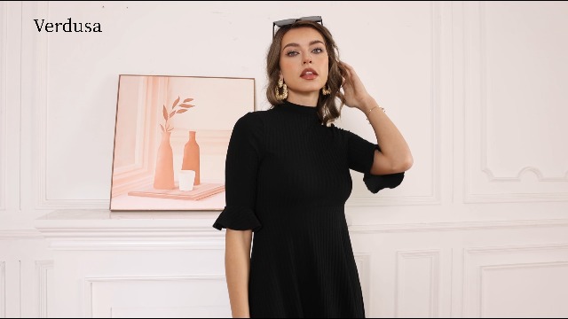 Verdusa Women's Ruffle Half Sleeve A Line Dresses Elegant