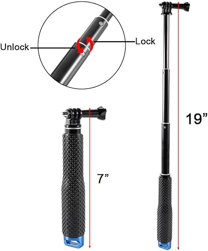 Miniatura 3 de Selfie Stick - Poste telescópico extensible de mano de aluminio monopod (7-19 pulgadas) compatible con cámaras de acción GoPro Hero 11 10 9 8 7 6 5