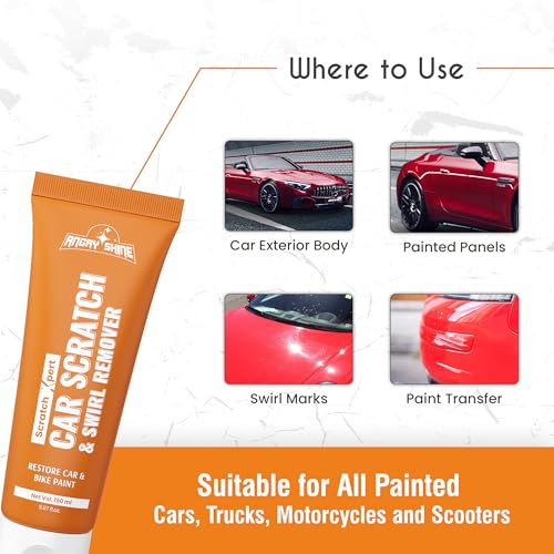 Image of ScratchXpert Car Scratch Remover Cream | With First Ever dual density sponge | 150 ml | Car Body Scratch Remover | Car and Bike Scratch Remover Kit for Deep Scratch (White)