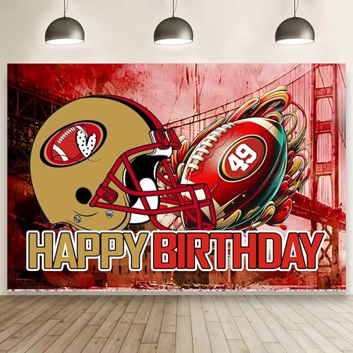 49 Birthday Party Backdrop Football Party Decoration 49 Football Themed Birthday Banner Shoot Photo Backgrounds Props for Party 5x3ft.