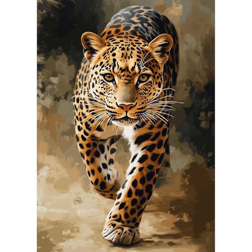 GHHKUD Léopard Diamond Painting Adulte, Diamant Painting Kit Complet, Kit Peinture Diamant, Broderie Kits de Peinture sur Diamant Point de Croix Paint pour...